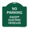 Signmission No Parking Except Electric Vehicles, Green & White Aluminum Sign, 18" L, 18" H, GW-1818-23744 A-DES-GW-1818-23744 - alternate 1